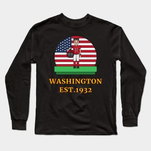 Washington Football DC Sports Team With American Flag Style, Vintage Washington Football DC Sports Team Novelty Gift Long Sleeve T-Shirt